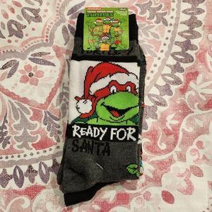 2 Pairs Crew Socks Nickelodeon Teenage Mutant Ninja Turtles Shoe Size 6.5-12 NWT